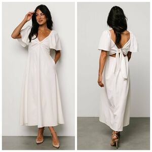 Baltic Born Indie Back Tie White Midi Dress